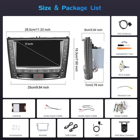 4+128G لسيارة Lexus IS250 IS300 IS350 مع شاشة ملاحة 2006-2012 راديو CarPlay 9 بوصة شاشة لمس Incell ستيريو سيارة Android 15 Android Auto Bluetooth 5.0 GPS WiFi 15UI كاميرا احتياطية in Saudi Arabia
