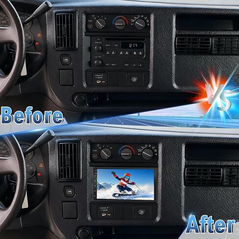 Android 14 Double Din Car Stereo Radio for Chevy Express 1500 2500 2003-2006,7" Touchscreen Car Radio w/Wireless Carplay Android Auto GPS WiFi Bluetooth RDS SWC Mic Backup Camera in Saudi Arabia