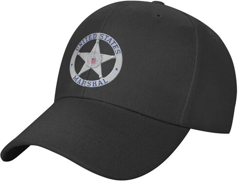 US Marshal Badge للجنسين قبعة بيسبول أبي قبعة كلاسيكية نمط بولو قابل للتعديل حجم أسود، مقاس واحد in Kuwait