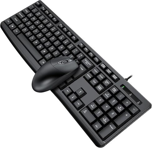 VBESTLIFE Wired Keyboard and Mouse Combo, Full Size Ergonomic Keyboard & Optical Wired Mouse Compatible with PC, Laptop (Black) in Saudi Arabia