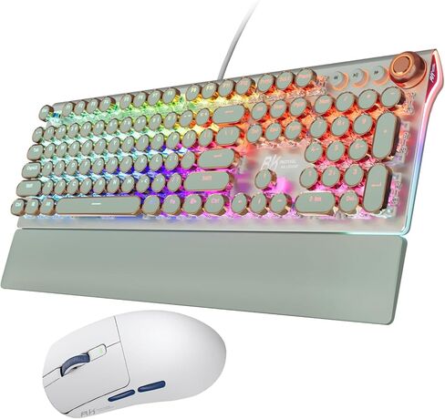 لوحة مفاتيح ميكانيكية RK ROYAL KLUDGE X108 ومجموعة ماوس M30، لوحة مفاتيح سلكية 108 مفاتيح RGB بإضاءة خلفية جانبية، ماوس ألعاب لاسلكي 24000 نقطة لكل بوصة مع 5 أزرار قابلة للبرمجة للكمبيوتر الشخصي/Mac in Saudi Arabia