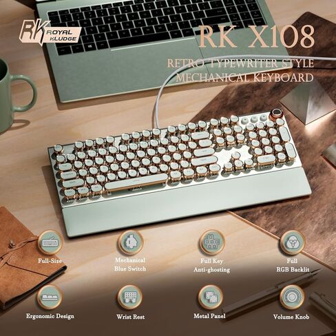 لوحة مفاتيح ميكانيكية RK ROYAL KLUDGE X108 ومجموعة ماوس M30، لوحة مفاتيح سلكية 108 مفاتيح RGB بإضاءة خلفية جانبية، ماوس ألعاب لاسلكي 24000 نقطة لكل بوصة مع 5 أزرار قابلة للبرمجة للكمبيوتر الشخصي/Mac in Saudi Arabia