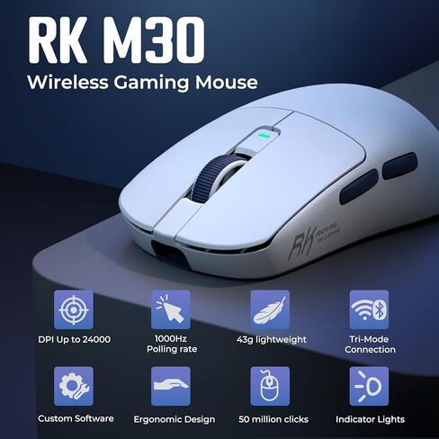 لوحة مفاتيح ميكانيكية RK ROYAL KLUDGE X108 ومجموعة ماوس M30، لوحة مفاتيح سلكية 108 مفاتيح RGB بإضاءة خلفية جانبية، ماوس ألعاب لاسلكي 24000 نقطة لكل بوصة مع 5 أزرار قابلة للبرمجة للكمبيوتر الشخصي/Mac in Saudi Arabia