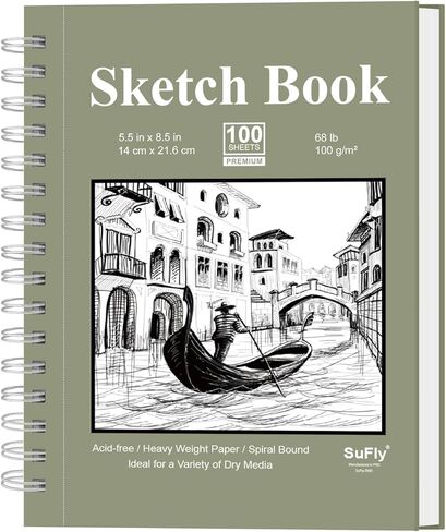 SuFly Small Sketch Book 5.5"x8.5", 2-Pack Mini Sketchbook, Spiral Bound Sketchbook Hardcover with 200 Sheets of 68lb/100gsm Mini Drawing Pad Paper, Small Sketch Pads for Drawing for Adults & Kids. in Kuwait