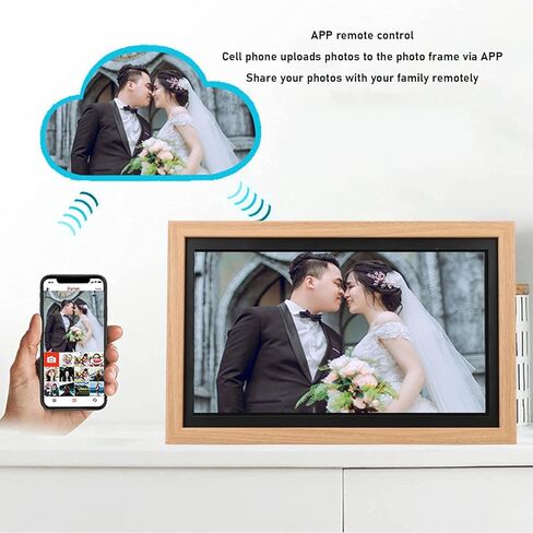 Touch Screen Digital Picture Frame, 15.6 Inch 1920x1080, 16G Memory, Frameo APP, Wall Mountable, with G Sensor, Horizontal and Vertical, Stand Included (US Plug) in Saudi Arabia