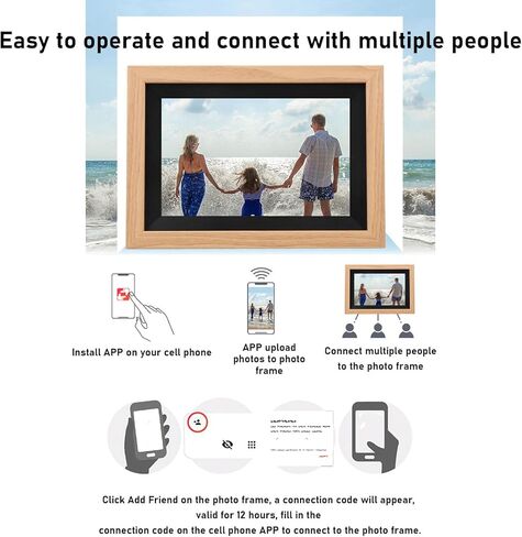 Bewinner 10.1 Inch Touch Screen Smart Electronic Photo Frame 16GB Storage, Digital Picture Frame Share Photos Via App, Wall Mountable (US Plug) in Saudi Arabia