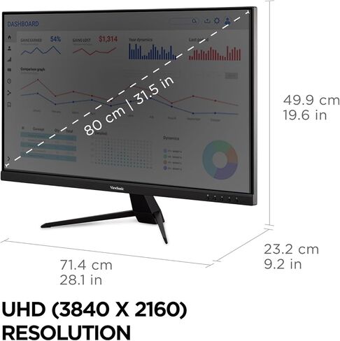 شاشة ViewSonic VX3267U-4K 4K UHD 32 بوصة IPS مع 65 وات USB C ودعم محتوى HDR10 وHDMI وDP (متجدد) in Kuwait