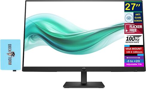 شاشة HP Series 3 Pro مقاس 27 بوصة FHD IPS مع وقت استجابة 5 مللي ثانية، مضادة للتوهج، خالية من الوميض، حامل VESA (100 × 100 مم)، منفذ عرض، HDMI، حزمة من قطعتين باللون الأسود مع محور DKZ وحامل شاشة مزدوج ErgoFlexy in Kuwait