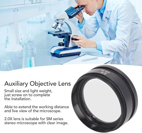 Microscope Auxiliary Objective Lens - WD30 Barlow Lens 2X Accessory for Stereo Microscope Accessories Imaging Parts in Saudi Arabia