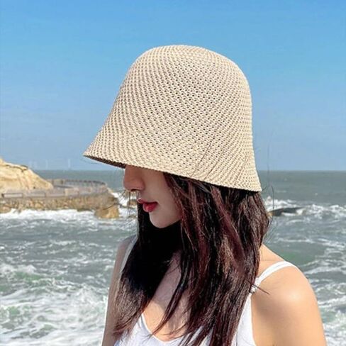 1pc Breathable Hollow mesh Fisherman hat for Women Beige in Saudi Arabia
