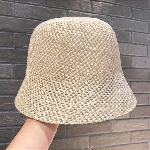 1pc Breathable Hollow mesh Fisherman hat for Women Beige in Saudi Arabia