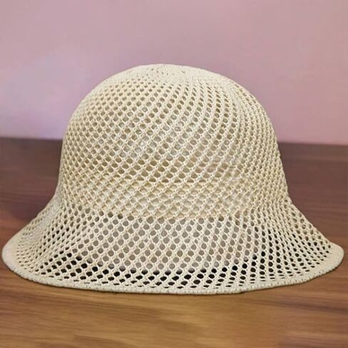 1pc Breathable Hollow mesh Fisherman hat for Women Beige in Saudi Arabia