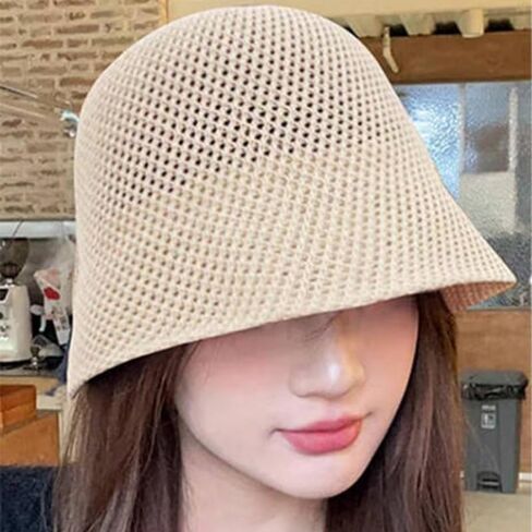 1pc Breathable Hollow mesh Fisherman hat for Women Beige in Saudi Arabia