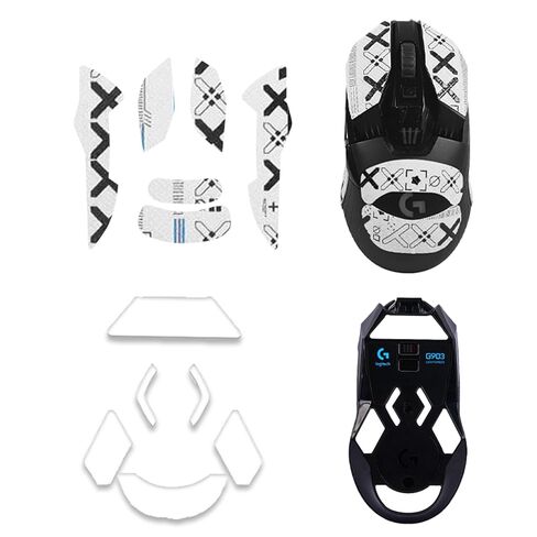 Mouse Grip Tape for Logitech G903/Logitech G900, Rounded Curved Edges Mouse Feet Skates,Self-Adhesive PreCut Sweat-Resistant Professional Mice Upgrade Kit(Foot pad + White Mouse Grip Tape) in Saudi Arabia