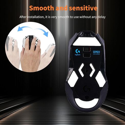 Mouse Grip Tape for Logitech G903/Logitech G900, Rounded Curved Edges Mouse Feet Skates,Self-Adhesive PreCut Sweat-Resistant Professional Mice Upgrade Kit(Foot pad + White Mouse Grip Tape) in Saudi Arabia