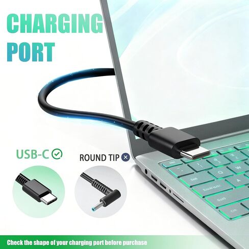 65W 45W USB C Laptop Charger Compatible with HP Chromebook 11 13 14 14A G6 G7 G8 EE Elite Specter X360 and More, Type C Power Adapter with 11ft Extra Long Fast Charging Cord in Saudi Arabia