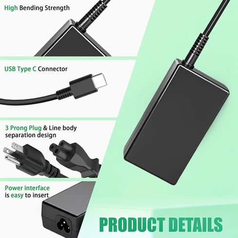 65W 45W USB C Laptop Charger Compatible with HP Chromebook 11 13 14 14A G6 G7 G8 EE Elite Specter X360 and More, Type C Power Adapter with 11ft Extra Long Fast Charging Cord in Saudi Arabia