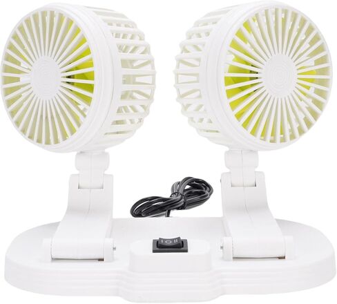 aqxreight DC 5V USB Car Cooling Fan 2 Speed Wind Quiet 360 Deg Rotatable Portable Desk Fan for SUV RV Truck White to Customize Experie USB Car Cooling FanPortable Vehicle FanDual (White) in Saudi Arabia
