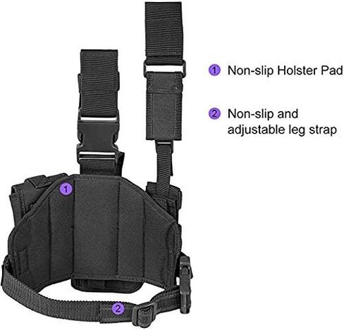 Tactical Drop Leg Holster with Magazine Pouch Military Tactical MOLLE Pistol Handgun Thigh Pistol Gun Holster Adjustable Right Handed Platform Panel in Saudi Arabia