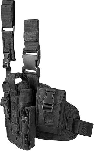 Tactical Drop Leg Holster with Magazine Pouch Military Tactical MOLLE Pistol Handgun Thigh Pistol Gun Holster Adjustable Right Handed Platform Panel in Saudi Arabia
