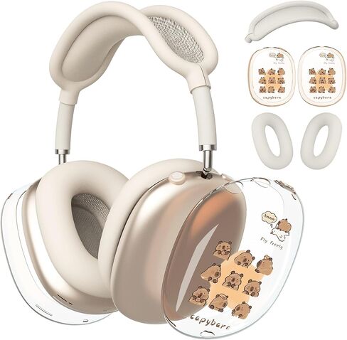 غطاء سماعة الرأس لـ AirPods Max، أغطية أذن شفافة على شكل قوس الكرز اللطيف، غطاء وسادة أذن من السيليكون الأزرق لغطاء رأس Apple AirPods Max in Kuwait
