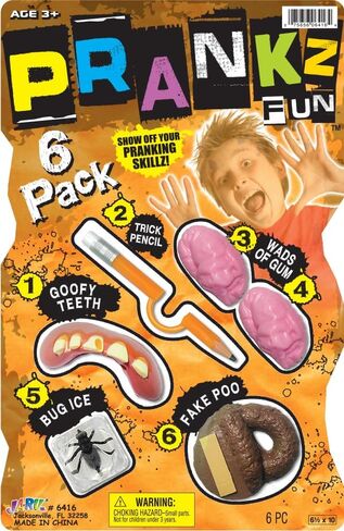 مجموعة JA-RU Pranks لألعاب الكمامات للأطفال (مجموعة واحدة) 6 مجموعة دعامات مختلفة رائعة ومخيفة. لعبة حقيبة هدايا الحفلات. Prankz Gaging Fun Pranking Kit كذبة أبريل المزح الاشياء الكمامة هدايا حفلة لصالح المخزون 6416-1p in Kuwait