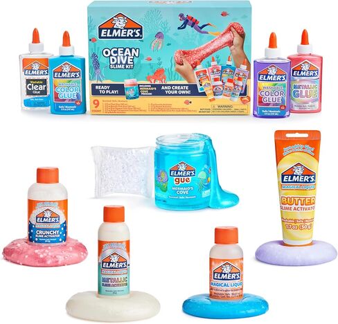 Elmer’s Celebration Slime Kit, Slime Supplies Include Assorted Magical Liquid Slime Activators and Assorted Liquid Glues, 10 Count in Saudi Arabia