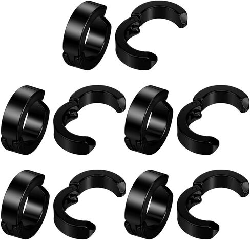 10 Pieces Clip on Earrings, Non-Piercing Ear Clip Fake Hoop Earrings for Men and Women Stainless Steel in Saudi Arabia