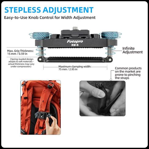Fotopro RZ-5 Quick Release Camera Mount, Backpack Strap Mount with 1/4 Screw, Adapter for DSLR/Mirrorless Camera Tripod Stabilizer Handheld Gimbal Monopod Slider in Saudi Arabia