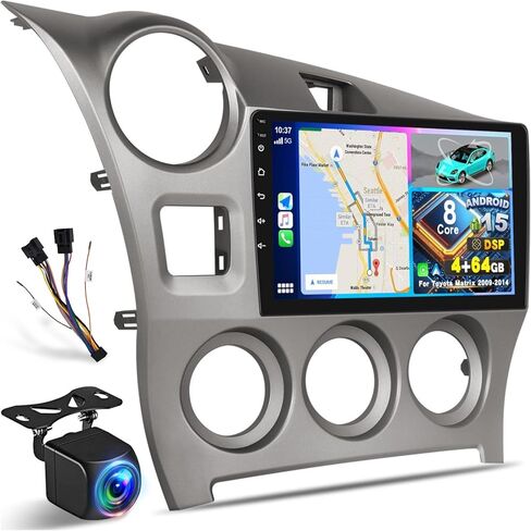 NHOPEEW [8-Core 4+64G] Upgrade Android Radio for Pontiac Vibe 2009 2010, 9 inch IPS Touchscreen Carplay Stereo - 3D Car Model Showcase, Cooling Fan, WiFi, DSP, Custom UI Design + AHD Backup Camera in Saudi Arabia