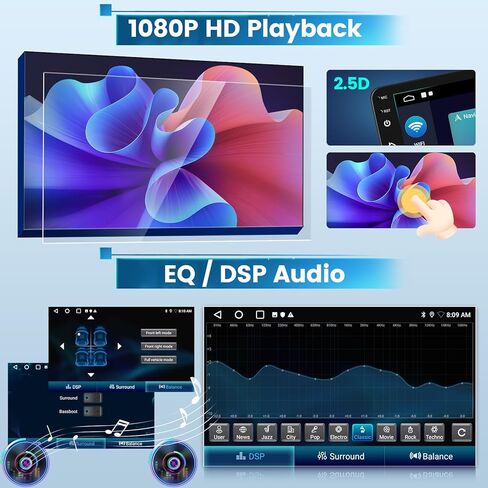 2G+64G for Toyota RAV4 Radio 2007 2008 2009 2010 2011 2012, 10 inch Touch Screen Toyota RAV4 Android Car Stereo with Carplay/Android Auto/EQ Audio/SWC/Bluetooth in Kuwait