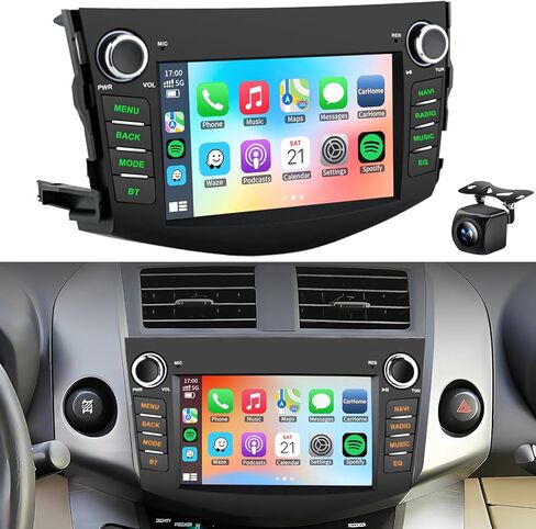 4+64G Car Radio Stereo for Toyota RVA4 2006 2007 2008 2009 2010 2011 2012 Wireless CarPlay Android Auto, 7'' Touchscreen Stereo, GPS Navi WiFi, Backup Camera, FM Physical Button Knob in Kuwait