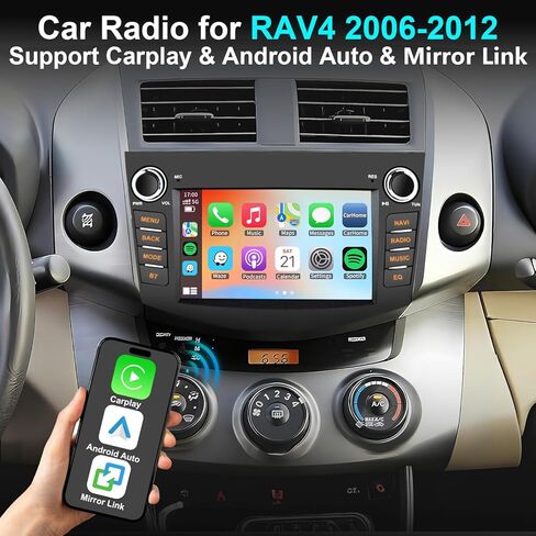 4+64G Car Radio Stereo for Toyota RVA4 2006 2007 2008 2009 2010 2011 2012 Wireless CarPlay Android Auto, 7'' Touchscreen Stereo, GPS Navi WiFi, Backup Camera, FM Physical Button Knob in Kuwait