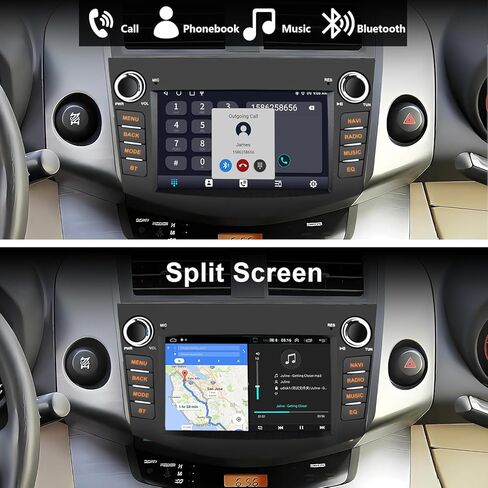 4+64G Car Radio Stereo for Toyota RVA4 2006 2007 2008 2009 2010 2011 2012 Wireless CarPlay Android Auto, 7'' Touchscreen Stereo, GPS Navi WiFi, Backup Camera, FM Physical Button Knob in Kuwait