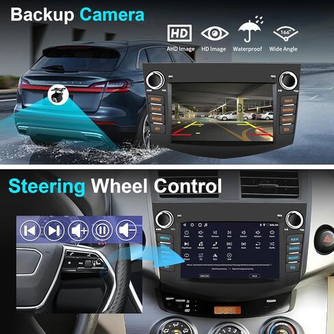 4+64G Car Radio Stereo for Toyota RVA4 2006 2007 2008 2009 2010 2011 2012 Wireless CarPlay Android Auto, 7'' Touchscreen Stereo, GPS Navi WiFi, Backup Camera, FM Physical Button Knob in Kuwait