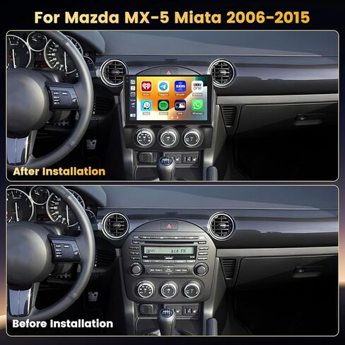 ستيريو سيارة 4+64 جيجابايت Android 15 لسيارة Mazda MX-5 Miata 2006-2015 Wireless Carplay Android Auto، 9 بوصة شاشة تعمل باللمس Incell ستيريو سيارة مع نظام تحديد المواقع العالمي، كاميرا احتياطية، بلوتوث، FM/RDS، EQ، WiFi، SWC in Kuwait
