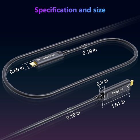 كابل USB C من الألياف الضوئية (50 قدمًا)، نقل بيانات عالي السرعة بسرعة 10 جيجابت في الثانية، كابل بصري نشط من النوع C، متوافق مع الكاميرات، وكاميرات الويب، والواقع الافتراضي، والواقع المعزز للاجتماعات التعاونية، والفصول الدراسية الذكية، ومركز البيانات in Kuwait