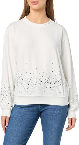 KARL LAGERFELD womens Long Sleeve Crew Neck Bejewled French Terry Sweatshirt in Saudi Arabia