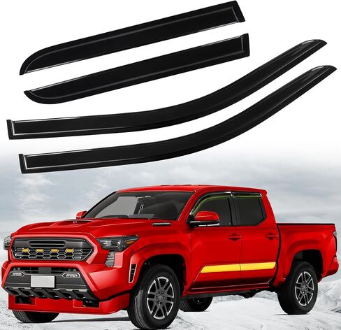 واقيات المطر لحاجب نافذة تاكوما 2016-2023، عاكسات النوافذ الجانبية بشريط، ظلال حاجب فتحة تهوية الدخان الداكن لملحقات تاكوما (تناسب 16-23) in Kuwait