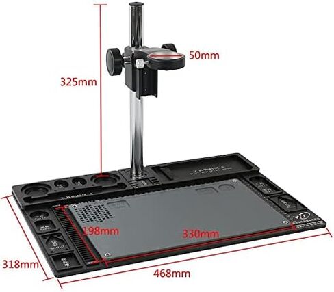 Phone PCB Soldering Repair Station Adjustable Boom Table Working Stand + 50mm Ring Holder + Adjustable Arm For Stereo Microscope (Color : Black) in Saudi Arabia