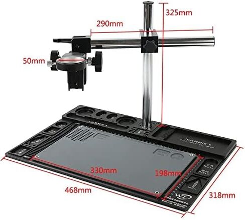 Phone PCB Soldering Repair Station Adjustable Boom Table Working Stand + 50mm Ring Holder + Adjustable Arm For Stereo Microscope (Color : Black) in Saudi Arabia