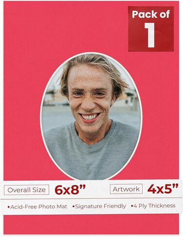 6x8 MAT BEVEL CUT for 4x5 Photos - Precut White Oval Photo Mat Board Opense - حمض خالي من الحامض لحماية صورك - مقطوعة للصور العائلية ، حزمة من 10 ألواح matboards in Saudi Arabia