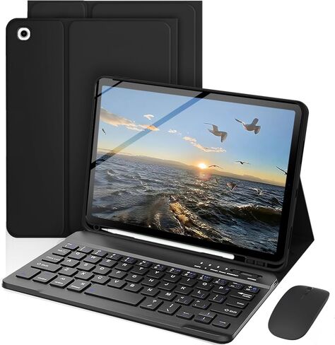 حافظة لوحة مفاتيح لجهاز iPad mini الجيل الخامس 2019 / mini الجيل الرابع 2015 7.9 بوصة، ماوس ولوحة مفاتيح قابلة للفصل، حامل مدمج قابل للتعديل لأقلام الرصاص، ميزة النوم/الاستيقاظ التلقائي، وردي in Kuwait