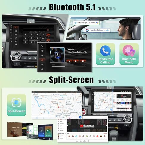 راديو سيارة 8 Core 4+64G لسيارة Honda Civic 2001-2005 ستيريو مع Carplay لاسلكي Android Auto 9 بوصة IPS شاشة تعمل باللمس واي فاي GPS للملاحة / بلوتوث / وصلة مرآة / FM / SWC / كاميرا احتياطية / شاشة مقسمة in Saudi Arabia