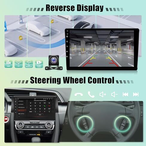 راديو سيارة 8 Core 4+64G لسيارة Honda Civic 2001-2005 ستيريو مع Carplay لاسلكي Android Auto 9 بوصة IPS شاشة تعمل باللمس واي فاي GPS للملاحة / بلوتوث / وصلة مرآة / FM / SWC / كاميرا احتياطية / شاشة مقسمة in Saudi Arabia
