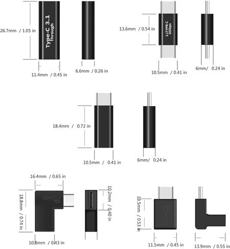 2 قطعة محول سريع USB3.1 من النوع C مع رأس أنثى ذكر اختياري لسهولة الاتصال ونقل البيانات بسرعة in Kuwait