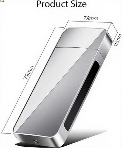 ولاعة بلازما بقوس دوار - ولاعة كهربائية قابلة لإعادة الشحن عبر USB مع شاشة LED، تصميم بحجم الجيب للتخييم، والشموع، والخارج (فضي) in Kuwait