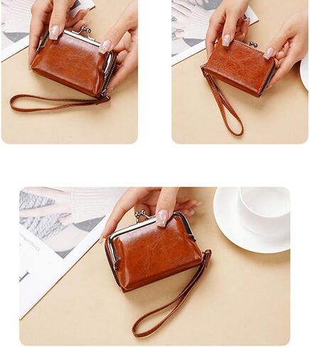 Women's PU Coin Purse Wallet – Credit Card Holder with Lanyard, Zipper Closure, Cute Small Bag in Saudi Arabia