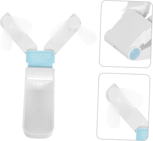 مروحة USB مزدوجة الرأس، مروحة كهربائية صغيرة قابلة للطي، طاولة محمولة خفيفة الوزن ومنخفضة الضوضاء مع أوضاع هواء للسفر في الهواء الطلق وتبريد الصيف باللون الأبيض in Kuwait