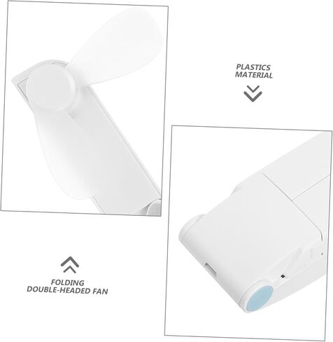 مروحة USB مزدوجة الرأس، مروحة كهربائية صغيرة قابلة للطي، طاولة محمولة خفيفة الوزن ومنخفضة الضوضاء مع أوضاع هواء للسفر في الهواء الطلق وتبريد الصيف باللون الأبيض in Kuwait